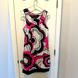 Pink white black white sleeveless dress